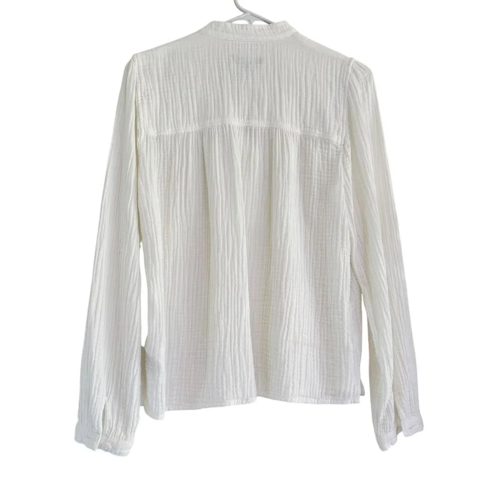 J. Crew Women's White Fresco Soft Gauze Long Sleeve Size S - Picture 2 of 11